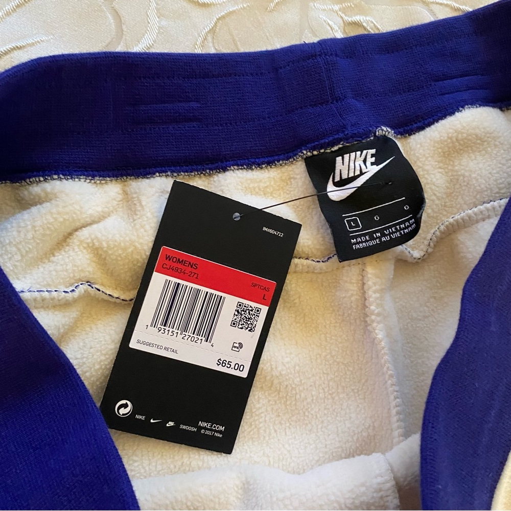 Nike Polar Fleece Stripe Red Blue Cream Joggers Sweatpants L - Picture 10 of 12